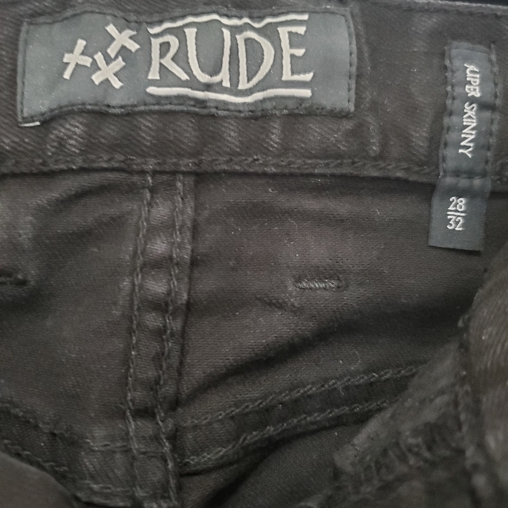 HOT TOPIC - RUDE Black skinny distressed jean SIZE 28 - Picture 6 of 9